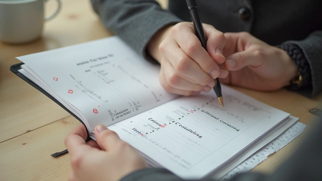 Nahaufnahme eines handgeschriebenen Routine-Plans mit Häkchen, farbigen Markierungen und notierten Zielen